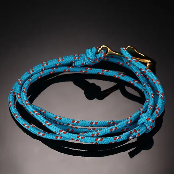 Bijoux de la Marine multicouche Bracelet Bracelet Blue Nylon Blue Men Neutique Femmes Bangles Pulsera Ancla BL-197295G