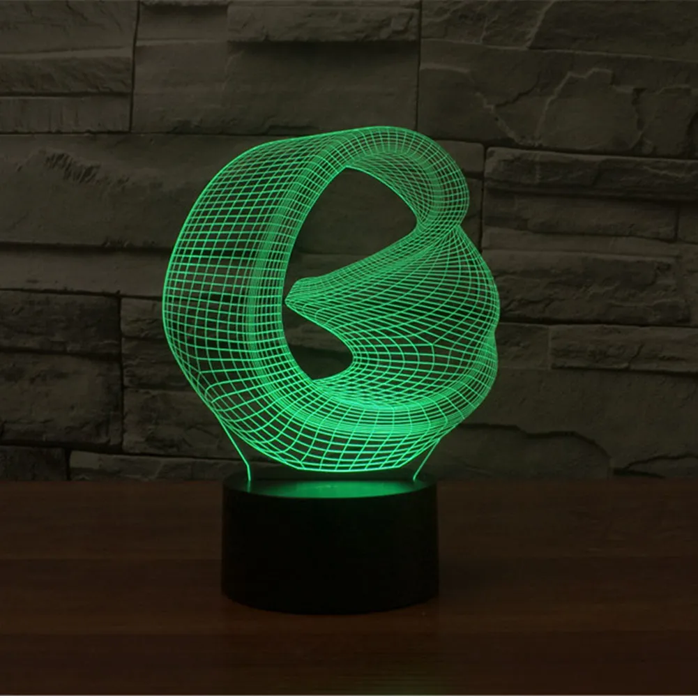 Zniekształcona przestrzeń 3D Streszczenie Niesamowita iluzja optyczna 3D Efekt 7 Zmiana koloru dotyk Botton LED Lampka stołowa Noc LIG242C
