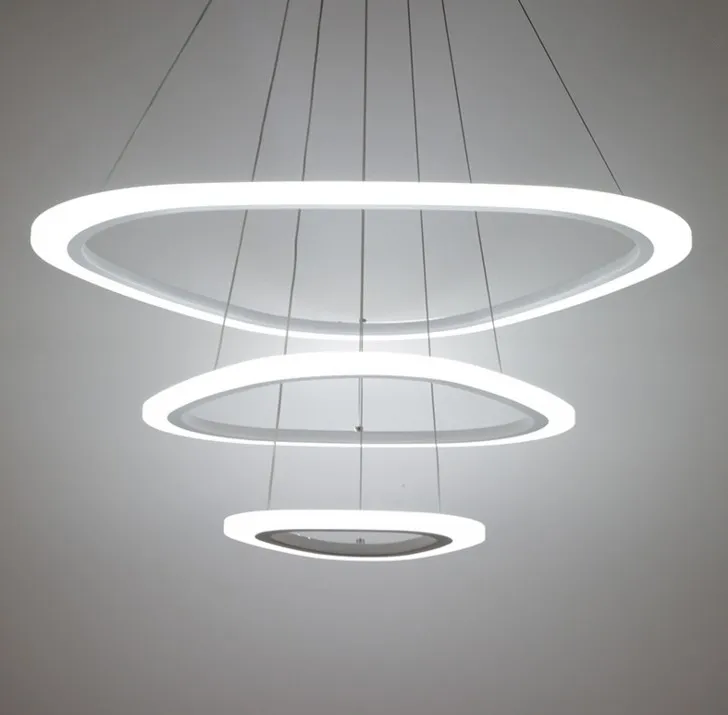 4 anelli lampadario acrilico moderno lampada a sospensione rotonda 90-260v 64 88 100 cm Lampade a ciondoli di personalità semplice LLFA2715