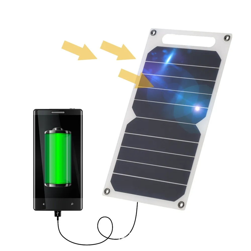 Output Current 1000mAh Bank 5V 5W Solar Power Bank Charging Panel Charger USB för mobil smarttelefon Samsung