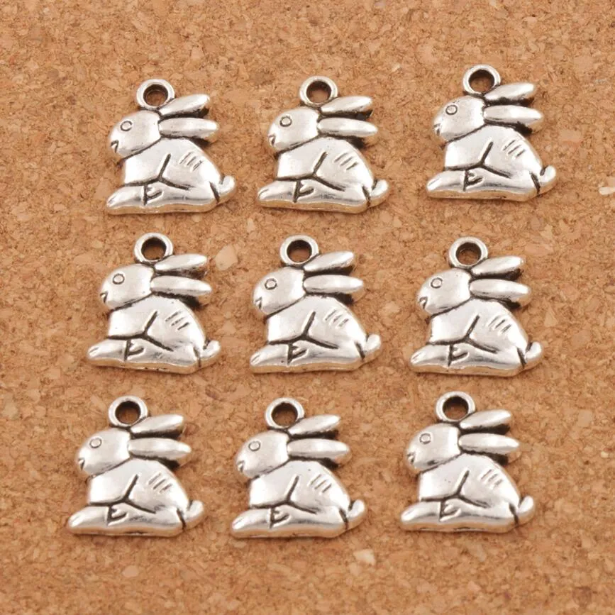 Bunny Rabbit Easter Charms Pendants Antique Silver 13 2x14 3mm Jewelry DIY L498 2017 Fashion Jewelry250W