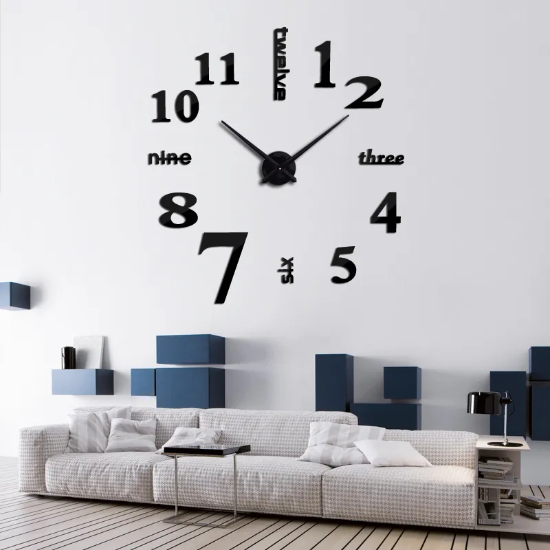 3d diy acrílico miroir adesivos de parede relógio relógios quartzo moderno reloj de pared decoração para casa267b