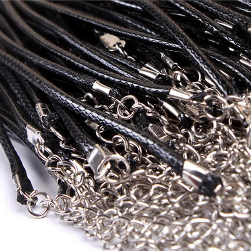Modestil 100st Black Leather 1 5mm sladdhalsband med hummerlås Charms smycken gåva - gåva2119