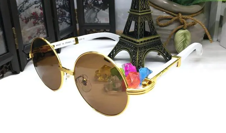 Nowe modne sportowe sportowe okrągłe okulary przeciwsłoneczne mężczyźni Kobiety Buffalo Horn Słońce Kieliszki lustro bambusowe drewniane okulary przeciwsłoneczne lunette200z