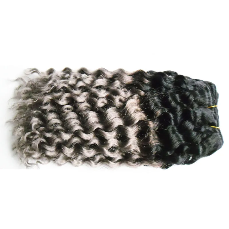 T1B/Gray two tone ombre brazilian hair deep wave 100g grey hair weave bundles brazilian hair weave bundles