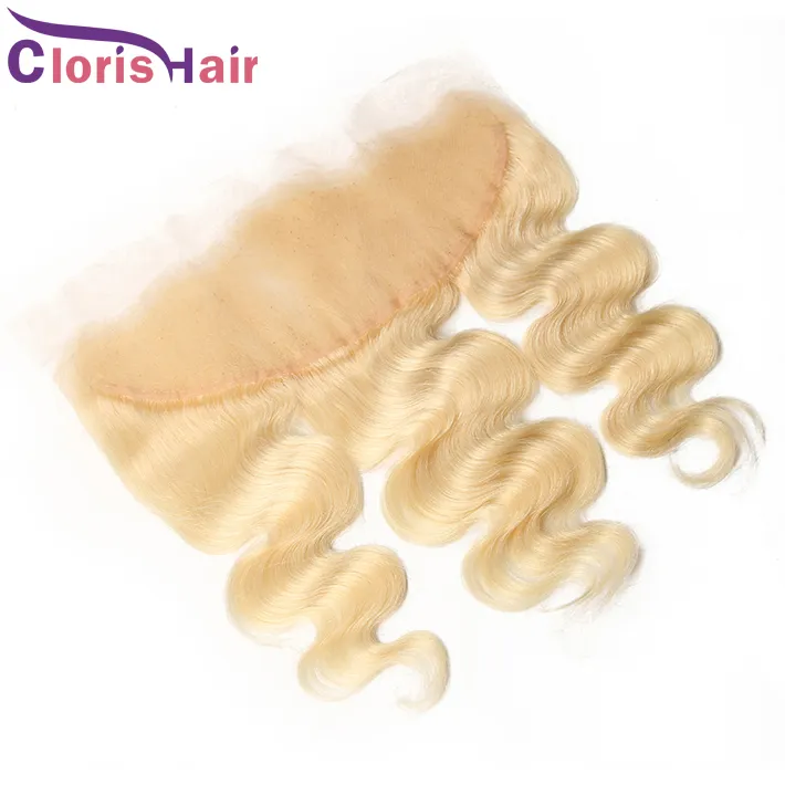 Blonde 13x4 Lace Frontal Ear To Ear Raw Virgin Indian Human Hair Top Closures 613 Platinum Blonde Body Wave Full Frontals With Baby Hair