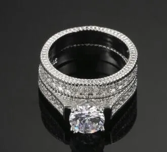 2 beliebte Luxus-Sets von 15 ct aus hochwertigen Diamanten mit eingelegtem Ring aus 14-karätigem Weißgold215I