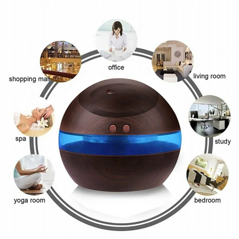 HOT 300ml USB Plug Ultrasonic Humidifier Aroma Diffuser Diffuser Mist Maker With Blue LED Light