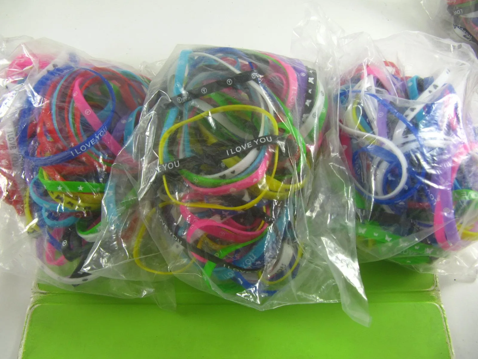 Mixed Color Silicone energy Sport Elasticity bracelets Friend Love Succes Happy Live Strong Children Gift Party J220E