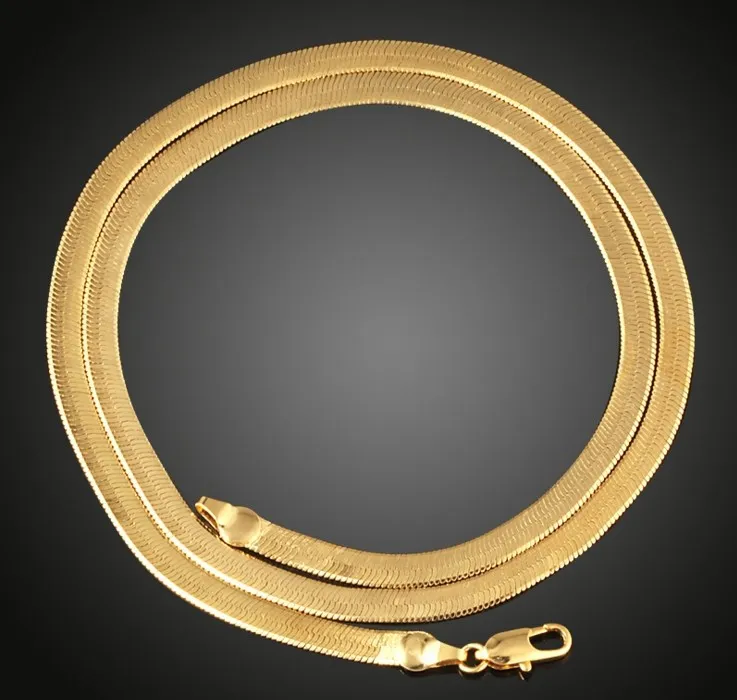 Men Women Elegant Hip-Hop Punk 18K Real Gold Plated 24inch Fashion 7MM 10MM Long Snake Chain Necklaces Costume Necklace Jewelry275e