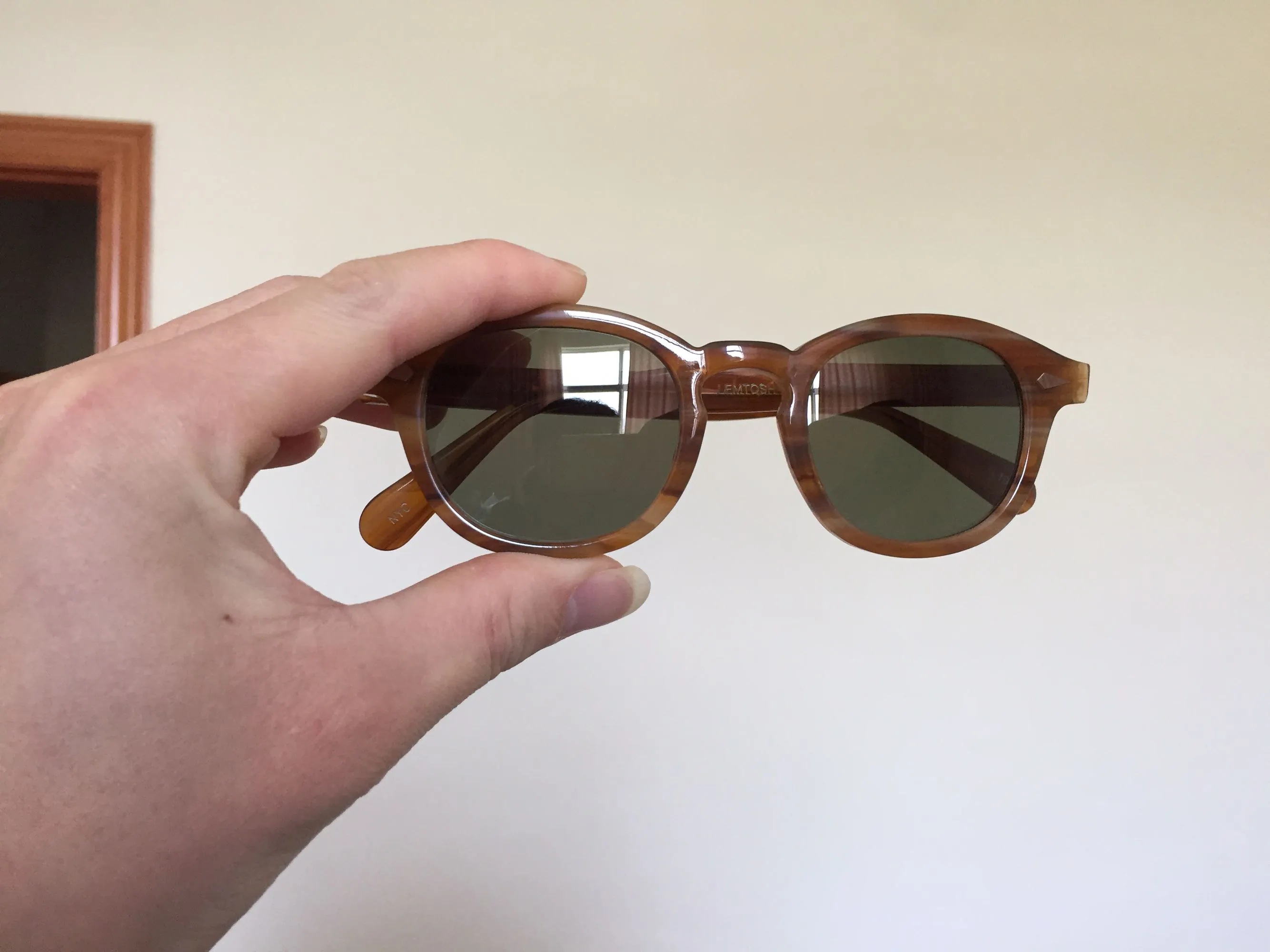 2017 Retro Vintage Johnny Sonnenbrille in Schildpatt und Schwarz mit blauen Gläsern, runde Sonnenbrille für Männer und Frauen, Brillengestell, brandneu, fash271y