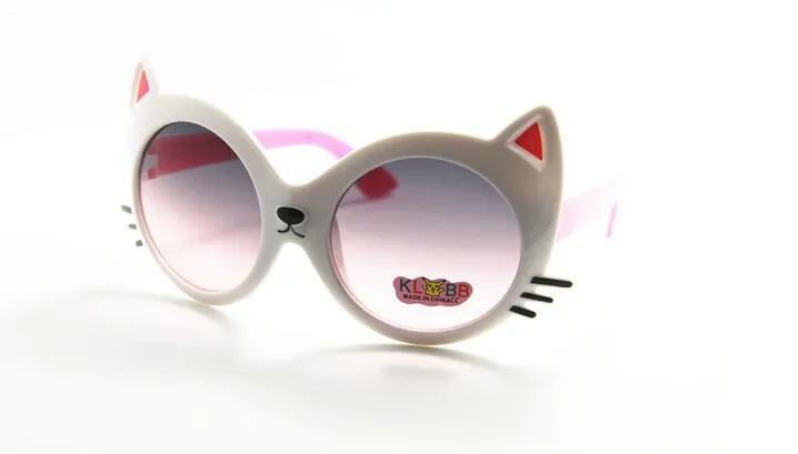 Летний стиль, новинка 2017 года, высококачественные детские солнцезащитные очки с УФ-защитой, солнцезащитные очки в форме животных с рисунком кота, очки для детей, 24 шт., Lot2651