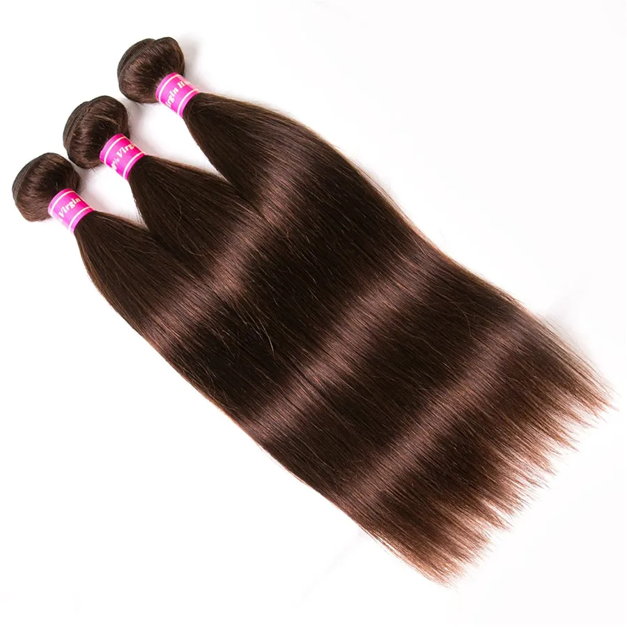 #2 Dark Brown Brazilian Virgin Remy Hair Silky Straight Weave Chocolate Colored Hair Brazilian Straight Human Hair Bundles