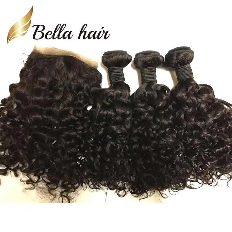 Brazilian Water Wave Lace Closure Ocean Weaves With Virgin Bundles Bella Hair 