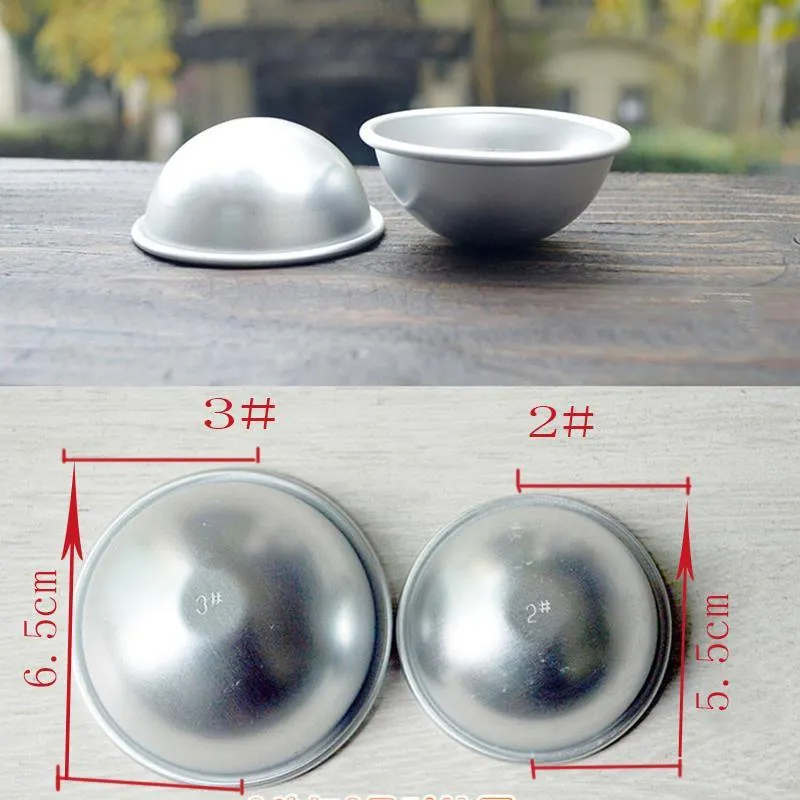 set 3D Aluminum Alloy Ball Sphere Bath Bomb Mold Cake Puddings Pan Tin Baking Pastry Mould 3 Size289H