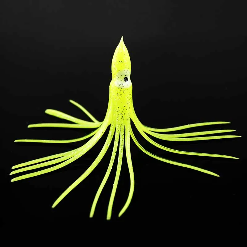 50 stks 12 cm Zacht Plastic Octopus Vissen Lokt Voor Jigs Gemengde Kleur Lichtgevende Siliconen Octopus Rok Kunstmatige Jigging Bait246m
