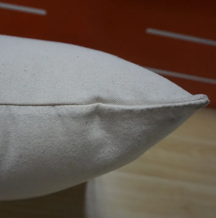 16x16 tum Vanlig 12 oz Natural Canvas Pillow Case Blanks 100% Pure Cotton Grey Tyg Plain Cushion Cover för DIY Print2850