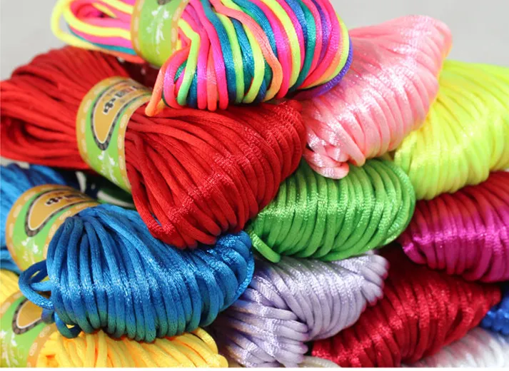 10 Rolls wire cord 20 meters each roll Chinese Knot Satin Nylon Braided Cord Macrame Beading Rattail 3mm225N