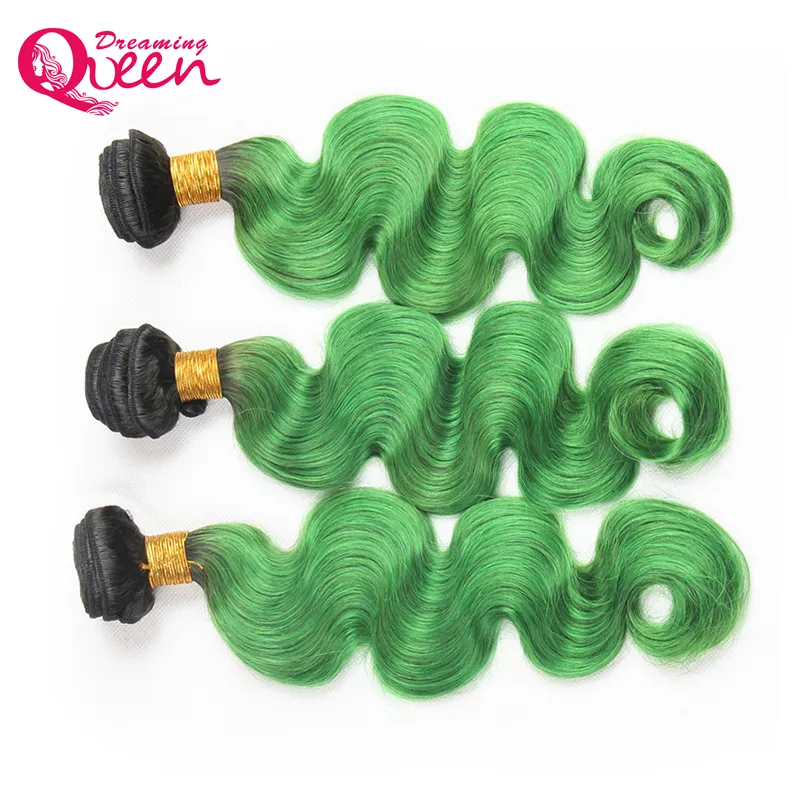 #T1B Emerald Green Body Wave Ombre Brazilian Human Hair Extensions Brazilian Virgin Human Hair Weaves 3 Bundles Ombre Hair Bundles