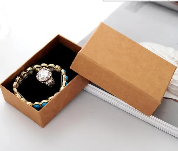 Collana Portagioie Amanti Custodia anelli Confezione regalo Scatola di carta Kraft Scatola portagioielli 8 5 6 5 3cm203H