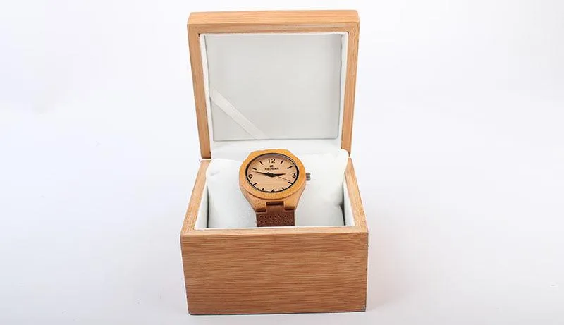 Natuurlijke bamboe flip watch box hoogwaardige horloge geschenkverpakking bamboe horloges box289W