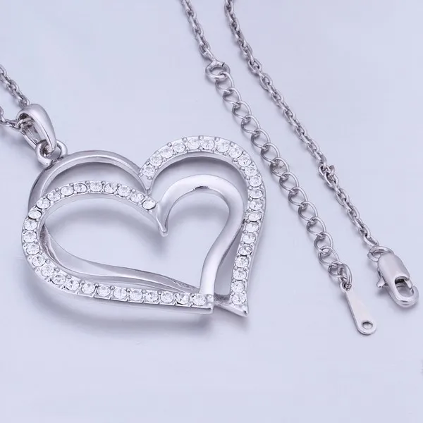 Gift White Gold White Crystal smycken Halsband för kvinnor DGN498 Hjärtat 18K Gold Gem Pendant Halsband med kedjor235k