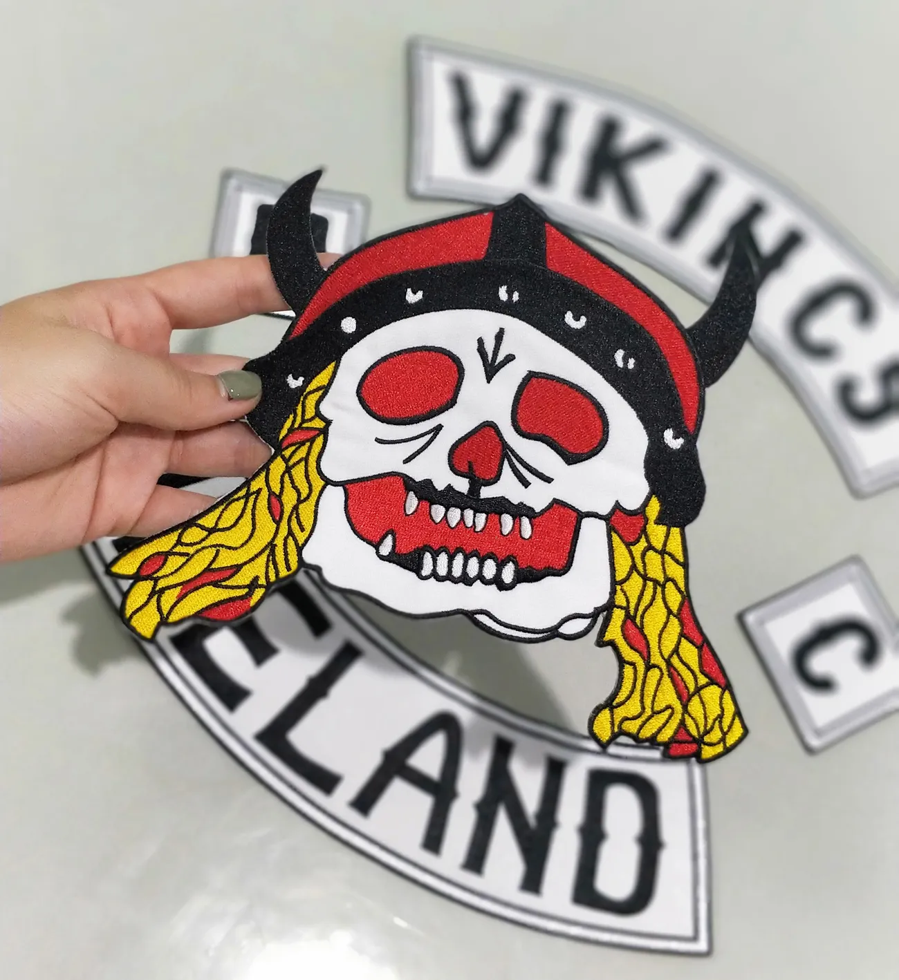 VIKIHCS Patch MC Embroidery Iron on Embroidered Patch Heat Seal Motorcycle Club Iron on Jacket Accessories 