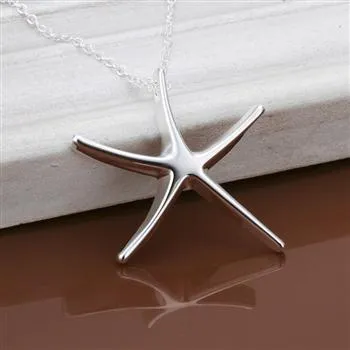 Alta qualidade 925 prata starfish pingente de colar pulseira e brincos charme conjunto de jóias mulheres Fábrica barato por atacado