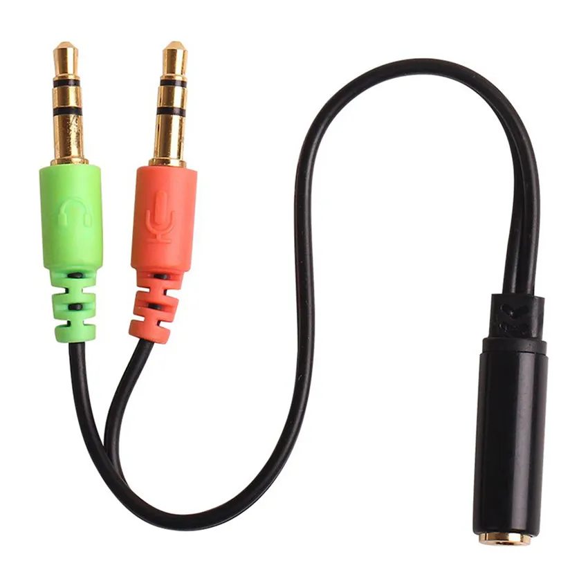 Audio Splitter Headset Adapter Cable 3,5 mm hoofdtelefoon 2 mannelijk tot 1 vrouwelijke aux snoer voor mobiele telefooncomputer pc