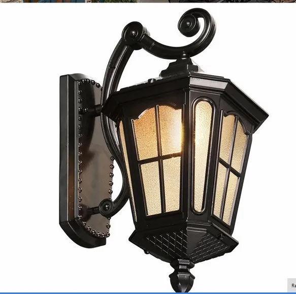 Antyczna rustykalna żelazo Wodoodporna lampa ścienna zewnętrzna vintage Latarn Latarn Light Rdzewieje matowy czarny korytarz korytarza Ściana Light3095