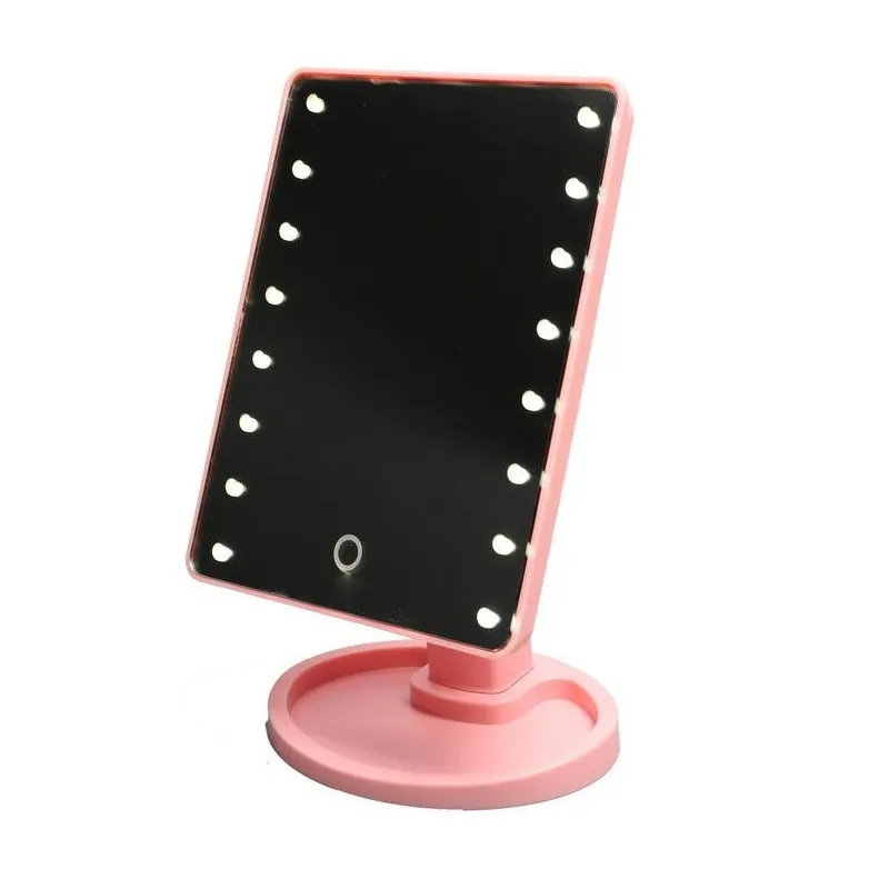 LED Make Up Mirror Cosmetic Desktop Portable Compact 16 /22 LED lights Lighted Travel Makeup Mirror for Women Black White Pink ZA2069