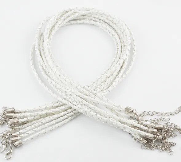 En Stock, de 50 pièces de fermoir à homard de 3MM 18, tricot de couleur mixte, collier en corde tressée en cuir pour la fabrication de bijoux à faire soi-même, résultats 274F