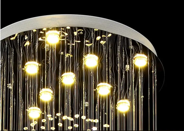 LEDクリスタルシャンデリアライト階段吊りライトランプランプ屋内照明装飾D70cm H200cmシャンデリア照明器具211o