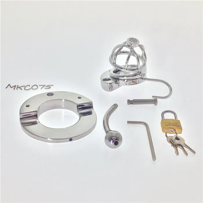 2018 latest design chastity device with Nuts divider,heavy penis cage,chastity device with ball stretcher 075