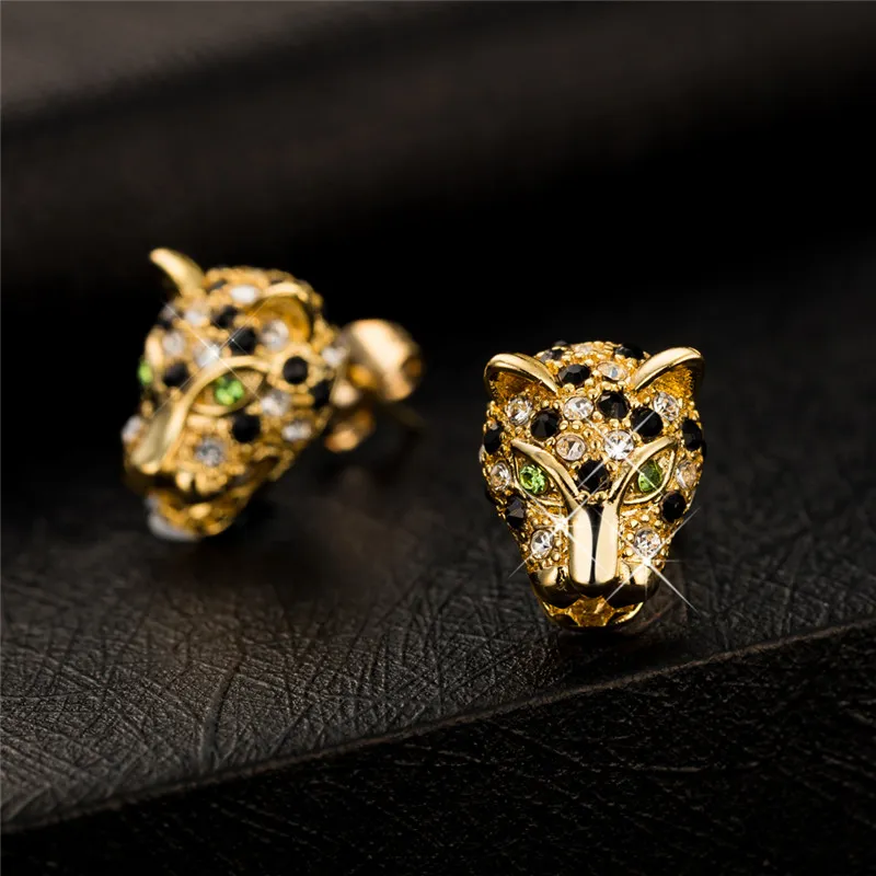 Nouvelle arrivée boucles d'oreilles tête de tigre plaqué or jaune 18 carats boucles d'oreilles animaux vintage pour femmes bijoux accessoires bijoux de mode249p