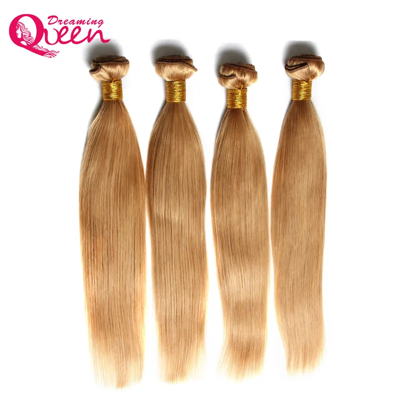 #27 Honey Blonde Color Ombre Brazilian Straight Hair Bundles Ombre Virgin Human Hair Weaves Ombre Human Hair Extension