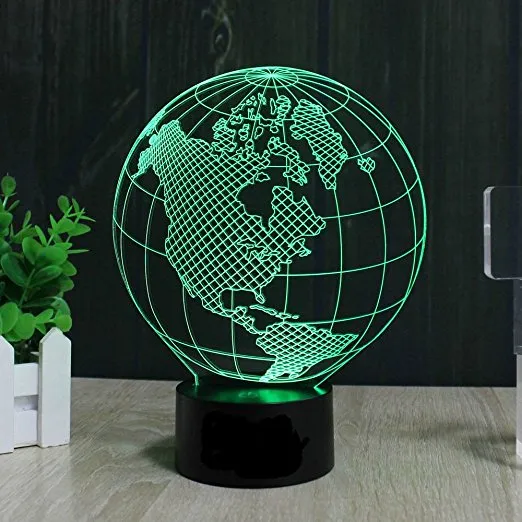Earth America Globe 3d Illusion LED Night Light Schreibtischlampe Geschenke für Kinder2478