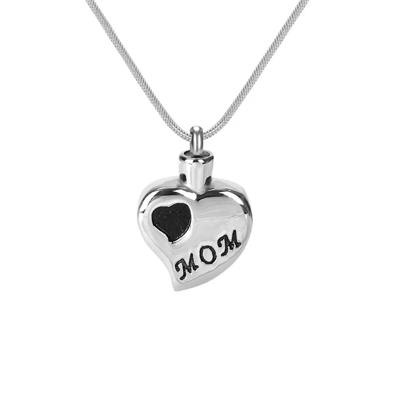 Lily Cremation Smycken Rostfritt stål Vattentät mamma Heart Urn Pendant Memorial Ash Keepsake Pendant Halsband med en presentpåse261t