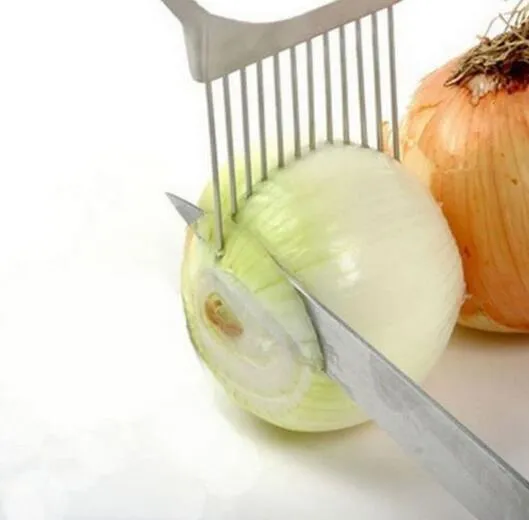 Kullanışlı Mutfak Pişirme Aracı Soğan Domates Sebze Dilimleme Kesme Yardım Kılavuzu Tutucu Meyve Dilimleme Kesici Gadget