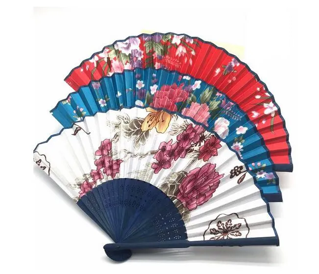 Fan in tessuto in stile cinese classico Silk pieghevole Piega di bambù Hand Hand Hand Wedding Birthday Party Gifts2271