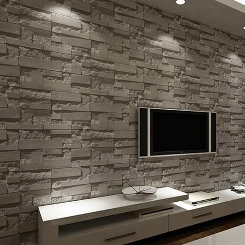 Moderne brique empilée 3d pierre papier peint rouleau gris brique mur fond pour salon pvc vinyle papier peint stéréoscopique look2396