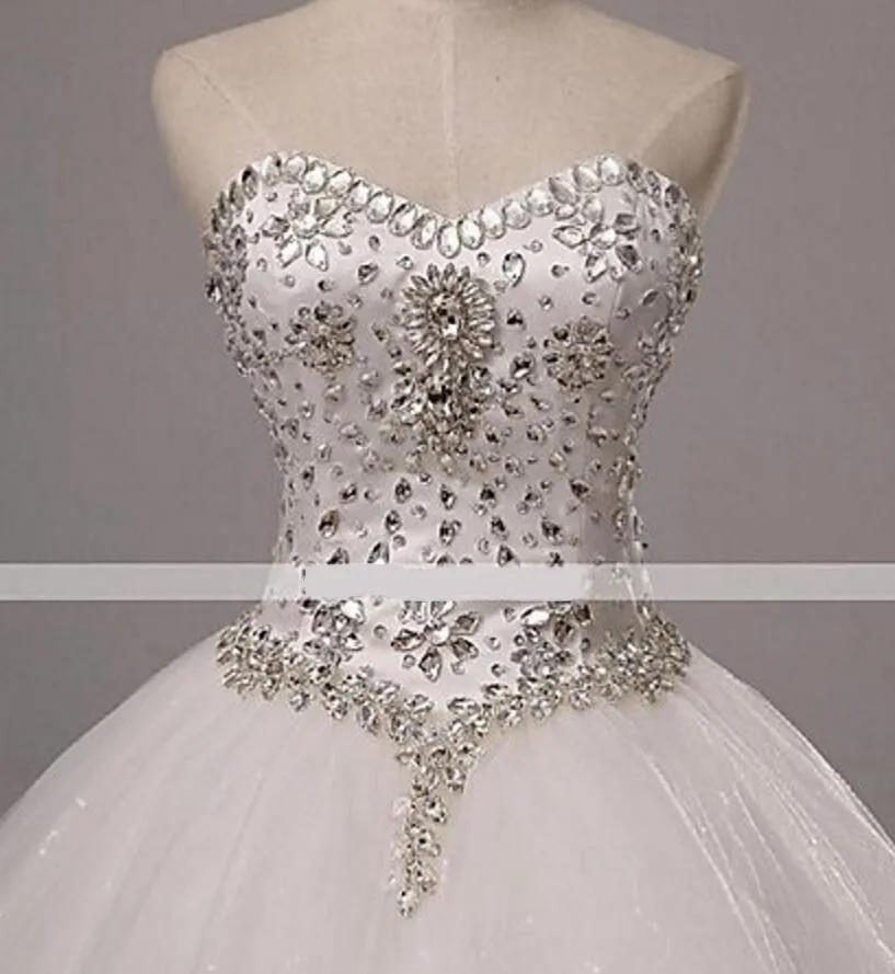 Ball Gown Wedding Dress Sparkle & Shine Floor-length Sweetheart Tulle with Appliques Beading