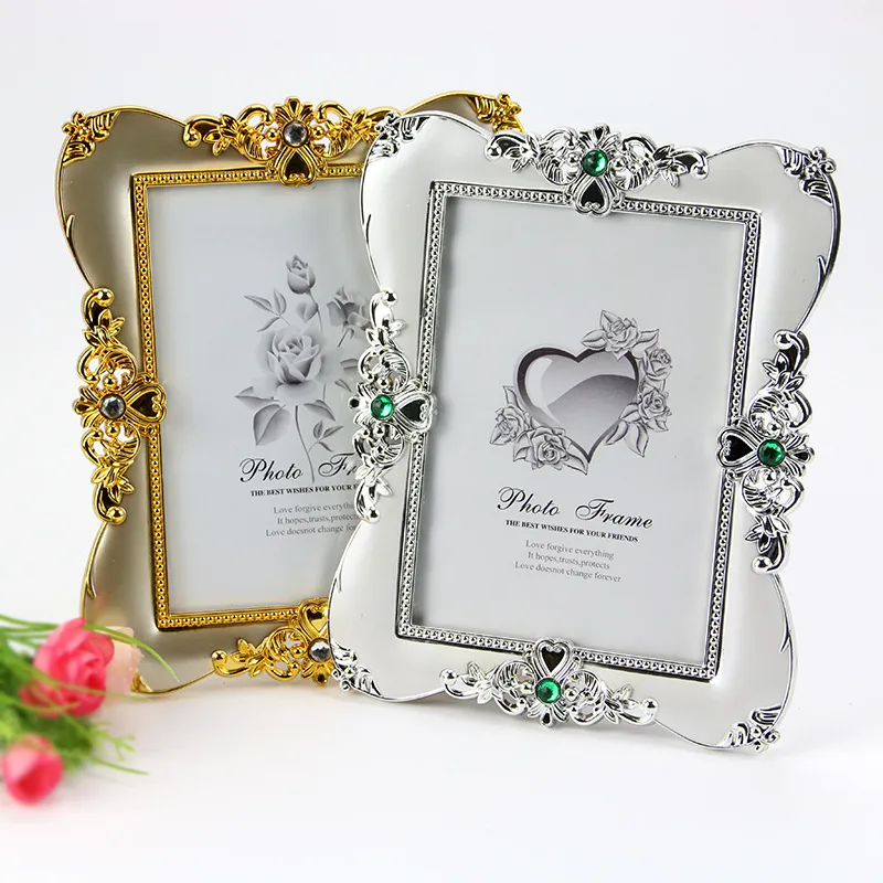 Antique Gold and Silver Photo Frame for Picture Plastic Photo Painting Frame Wedding Album DIY Decoration Wedding Celebration Layout Props