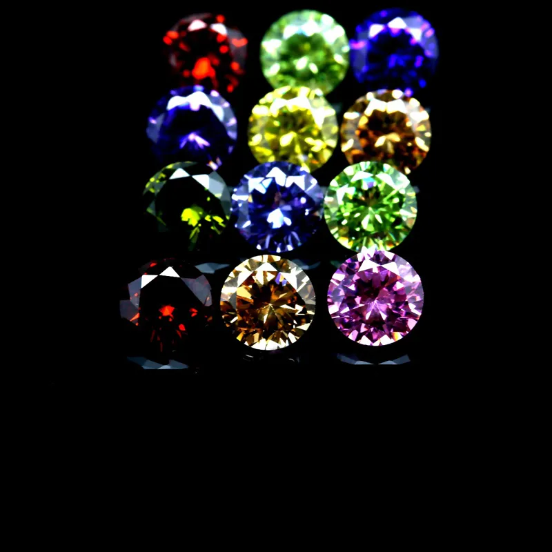 Cubic Zirconia Birthtones Round 5-10mm Jau till Dec Loose Stone For Jewelry Charms Locket 600 st Mixed P203J