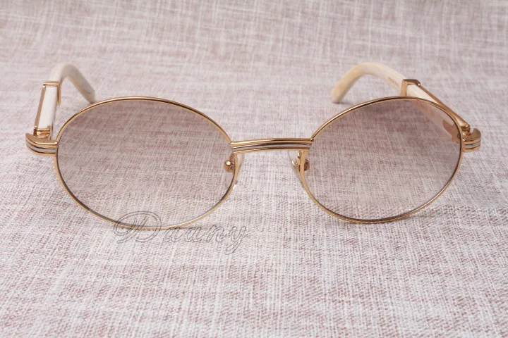 丸いサングラス牛の角眼鏡7550178ナチュラルストレートレッグブラックホーン男性と女性のサングラスグレススアイウェアサイズ55274E