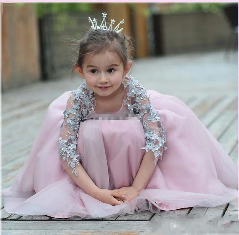 Hot Sales Birthday Princess Dress For Little Girls Appliqued Sleeves Ankle Length Flower Girl Dresses Toddler Pageant Gowns Custom Quality