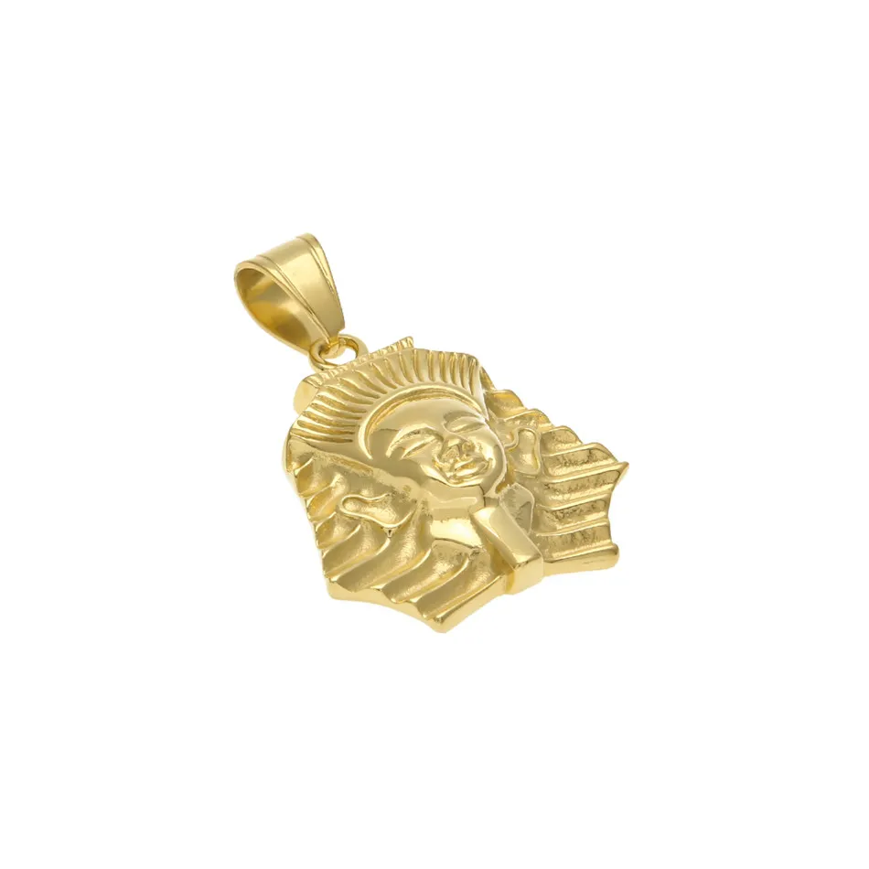 Männer Frauen Edelstahl Ägyptischer Pharao Anhänger Gold Farbe Hip Hop Stil Titan Ägypten König Halskette Kette Punk Jewelry238V