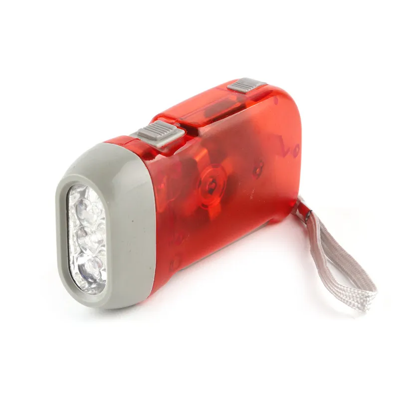Linterna de mano de 3 LED para exteriores, sin batería, con manivela, dinamo, luz de Flash portátil para acampar, 8574932