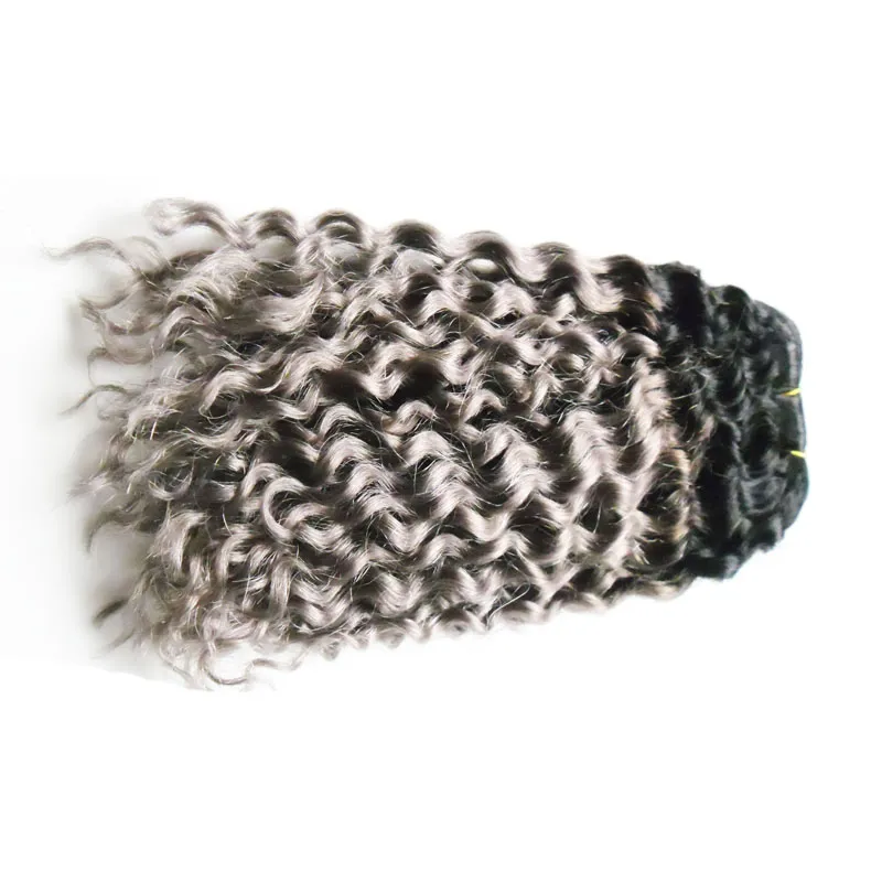 T1B/Gray two tone ombre brazilian hair deep wave 100g grey hair weave bundles brazilian hair weave bundles