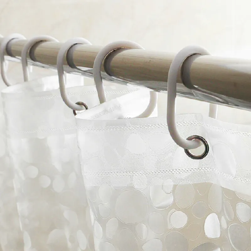 3D 엠보싱 EVA 투명 샤워 커튼 조약돌 모자이크 패턴 목욕 커튼 간단한 방수 단색 컬러 샤워 커튼 후크